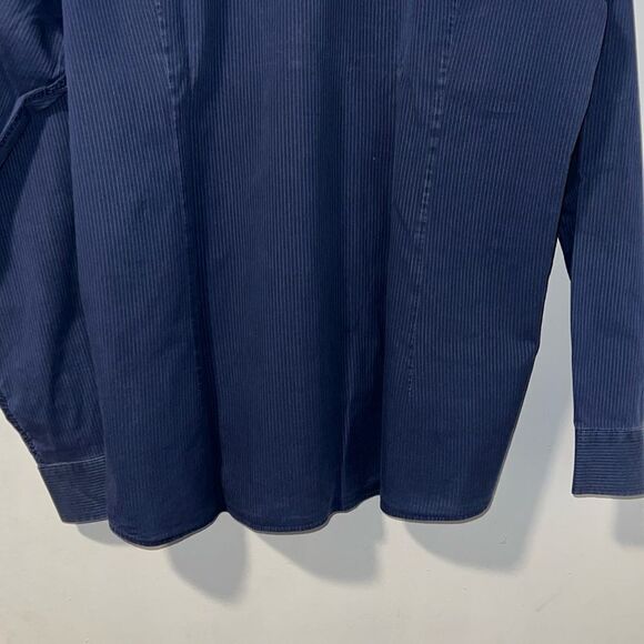 TED BAKER Navy Blue Pinstripe Ulukhot Button Up Shirt-5/XL - Picture 6 of 8